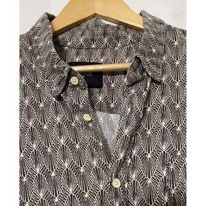 Rails Carson Button Shirt Short Sleeve Linen Blend Seashell Beach Tin Stamp‎ XL